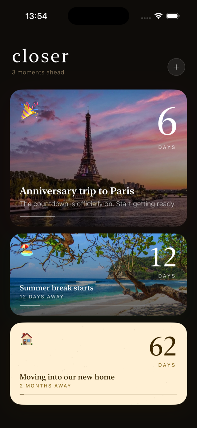 Closer home screen